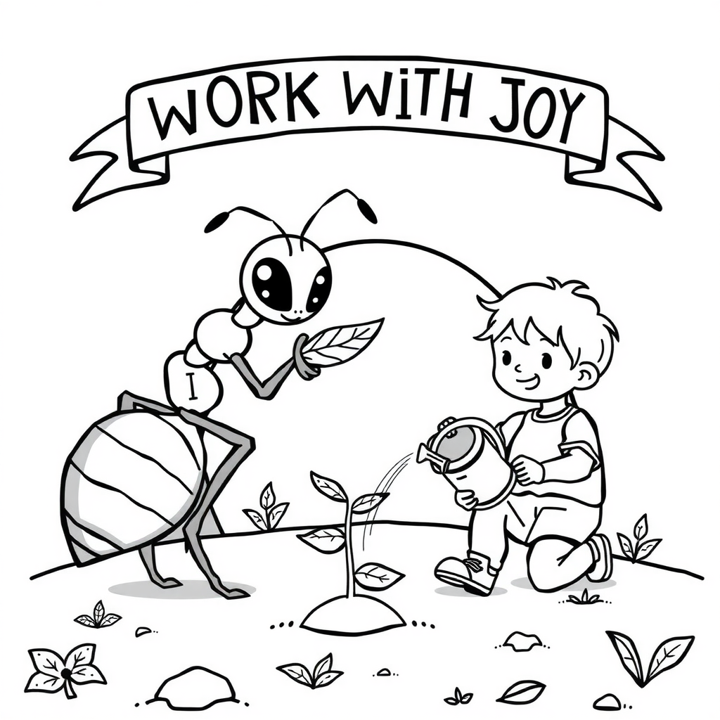 Free printable coloring page for the song No Sluggard Hands
